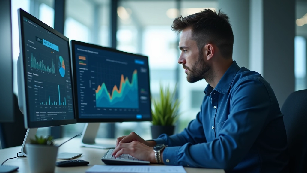 Financial professional working with cash flow forecasting data and analytics